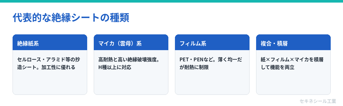 代表的な絶縁シートの種類